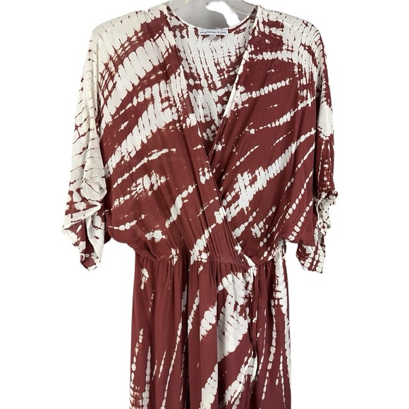 Young, Fabulous & Broke Isla Maxi Dress Sz L Hi Low Kimono Tie-dye Caftan Boho - Picture 5 of 12